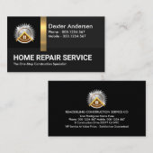 ブラックシェード金ゴールドストライプ建物レイヤ 名刺 (正面/裏面)