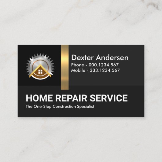 ブラックシェード金ゴールドストライプ建物レイヤ 名刺 (正面)