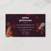 ブラックシエレガントックダークフローラフローリスト 名刺 (裏面)