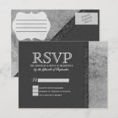 ブラックシエレガントックフェイクフォイル&グリッター インビテーションポストカード (正面/裏面)