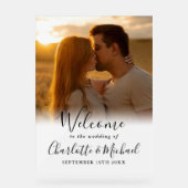 ブラックシグネチャースクリプト写真ウェディングウェルカム アクリルサイン (正面)