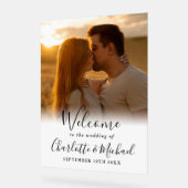 ブラックシグネチャースクリプト写真ウェディングウェルカム アクリルサイン (傾斜)