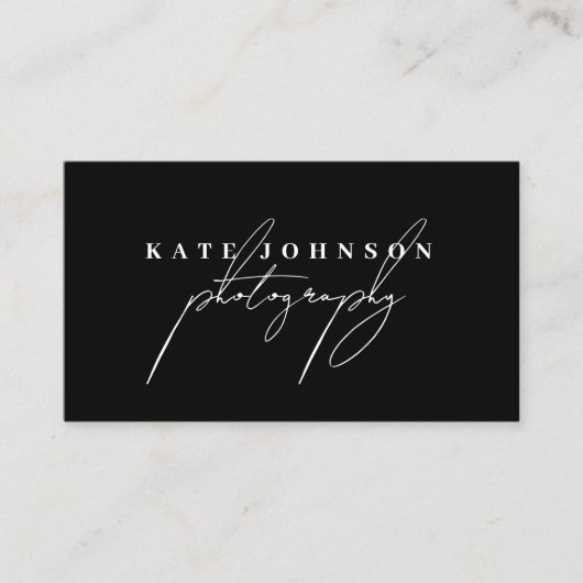 ブラックシグネチャースクリプトQRコードソーシャルメディア 名刺 (正面)