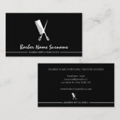 ブラックシザーヘアコーム バーバーショップ エレガントサロン 名刺 (正面/裏面)