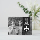 ブラックシックなフローリッシュバナー日付はがきを保存 案内ポストカード (スタンド正面)