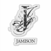 ブラックシックなモノグラムのロゴ名ビジネスノートブック シール (正面)