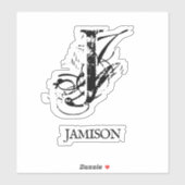 ブラックシックなモノグラムのロゴ名ビジネスノートブック シール (シート)