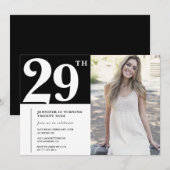 ブラックシックな写真付き29歳の誕生日招待状 招待状 (正面/裏面)