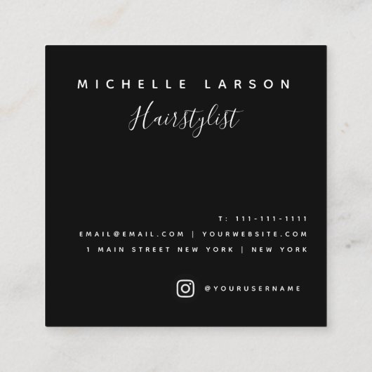 ブラックシックスクエアフローラモノグラムビジネスカード スクエア名刺 (裏面)