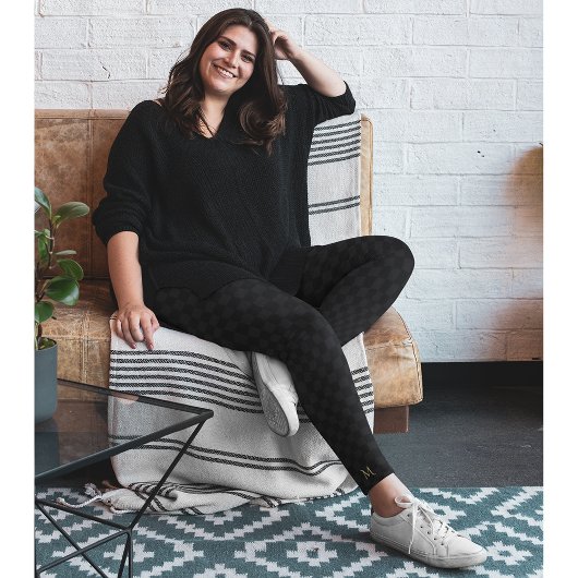 ブラックシックスタイリッシュパタ市松模様にーンモノグラムの レギンス