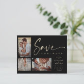 ブラックシックトレンディー結婚コラージュの3枚 ポストカード (スタンド正面)