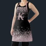 ブラックシックバラ金ゴールドダイヤモンドグリッター モノグラムの エプロン<br><div class="desc">エレガントスパークルラグジュアリー、グラム、ガーリーバラ金ゴールドフェイクグリッター紙吹雪パーソナライズされたモノグラムエプロン黒に。赤面ピンクフェイクローズ金ゴールドグリッターとホワイトダイヤモンド紙吹雪を搭載。美しい名前テンプレート手にレタリング書道フォントスクリプトとスワッシュ。名前とモノグラムイニシャルを追加。ご注意:このデザインはプリントされた写真効果で実在、グリッターと宝石なし。お母フェミニンさん、ガールフレンド、誕生日、そして楽しいスタイルを愛すかわいらしる人のためのスタイリッシュ完璧な贈り物。</div>