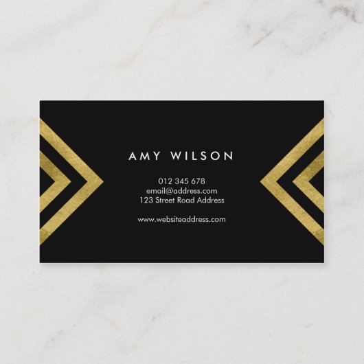 ブラックシックフェイク金ゴールド幾何学的イベントプランナー 名刺 (裏面)