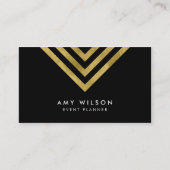 ブラックシックフェイク金ゴールド幾何学的イベントプランナー 名刺 (正面)