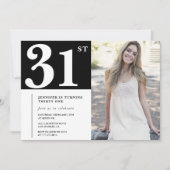 ブラックシックフォト31歳の誕生日招待状 招待状 (正面)