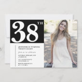 ブラックシックフォト38th誕生日招待状 招待状 (正面)