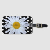 ブラックシックホワイト水玉模様おもしろいカスタムデイジー ラゲッジタグ (正面横)