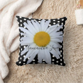 ブラックシックホワイト水玉模様デイジーカスタム クッション (ブランケット)