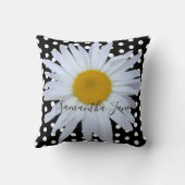 ブラックシックホワイト水玉模様デイジーカスタム クッション (裏面)