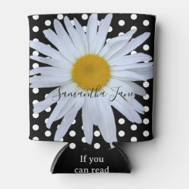 ブラックシックホワイト水玉模様デイジーカスタム 缶クーラー