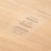 ブラックシックモダンス澄んト結婚スクリプト アクリル招待状 (レイダウン)