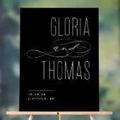 ブラックシックモダンミニマル結婚リスト歓迎 アクリルサイン (ニュートラル)