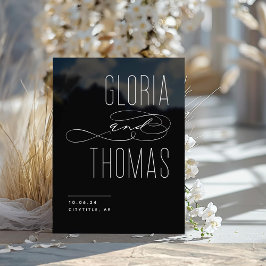 ブラックシックモダンミニマル結婚リスト歓迎 アクリルサイン