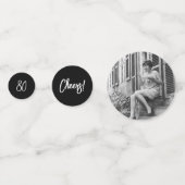 ブラックシックレタリング80thバースデーパーティー写真 コンフェッティ (裏面)