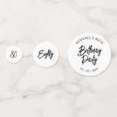 ブラックシックレタリング80thバースデーパーティー写真 コンフェッティ (正面)