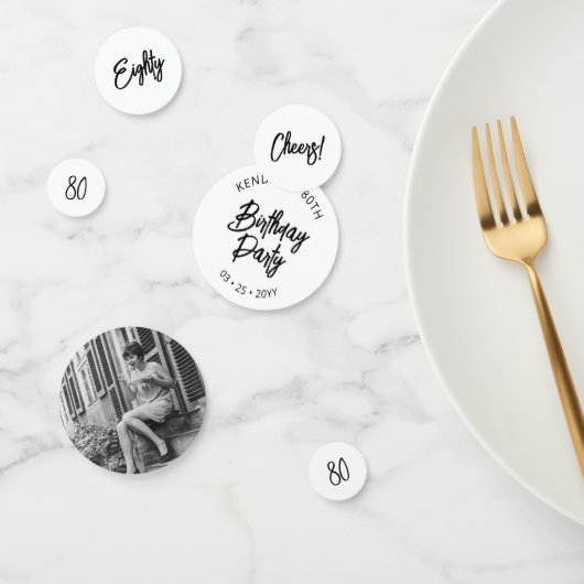 ブラックシックレタリング80thバースデーパーティー写真 コンフェッティ (グループ)