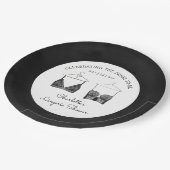 ブラックシックレースウォーターカラーランジェリーブライダルシャワー ペーパープレート (アングル)