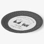 ブラックシックレースウォーターカラーランジェリーブライダルシャワー ペーパープレート (アングル)