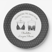 ブラックシックレースウォーターカラーランジェリーブライダルシャワー ペーパープレート (正面)