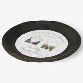 ブラックシックレースウォーターカラーランジェリーブライダルシャワー ペーパープレート (アングル)