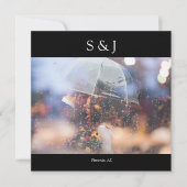 ブラックシック写真エレガントスクエアモダンミニマリスト 招待状 (正面)