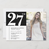 ブラックシック写真27th誕生日招待状 招待状 (正面)