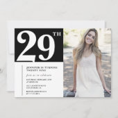 ブラックシック写真29歳の誕生日招待状 招待状 (正面)