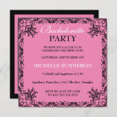 ブラックシック縁どバチェロレッテ招待状 招待状 (正面/裏面)