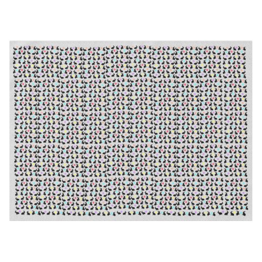 ブラックシッティングラビットフラワーかわいらし花びらグレー テーブルクロス (正面(横))