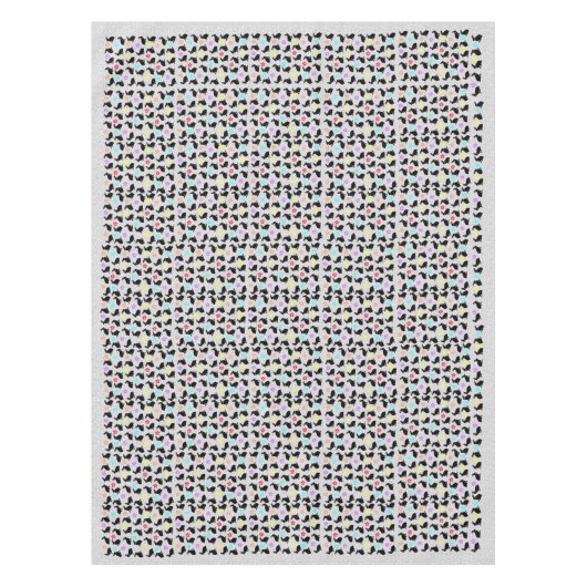 ブラックシッティングラビットフラワーかわいらし花びらグレー テーブルクロス (正面)