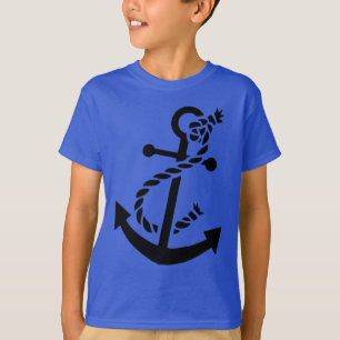 ブラックシップのいかりマネ航海のルをテーマ Tシャツ
