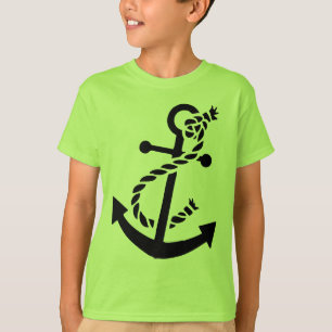 ブラックシップのいかりマネ航海のルをテーマ Tシャツ