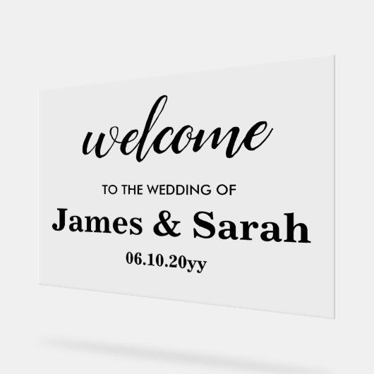 ブラックシッ結婚クサイネージエントランスへようこそ アクリルサイン (傾斜)