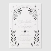 ブラックシテラルスターリーフローラ結婚アーチズ ベラム紙招待状 (正面)