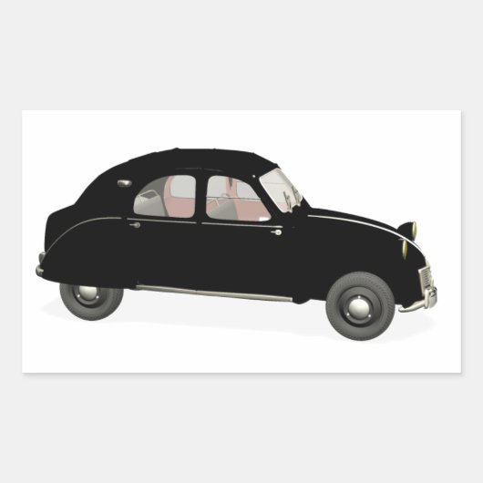 ブラックシトロエン2CV 長方形シール (正面)