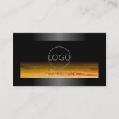 ブラックシメリーフレームのオレンジ色のパターンとブランドロゴ 名刺 (正面)