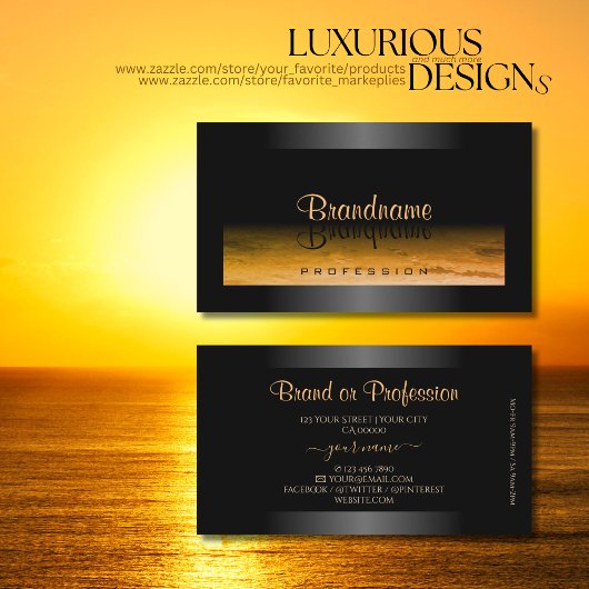 ブラックシメリーフレームオレンジパタスタイリッシュンモダン 名刺