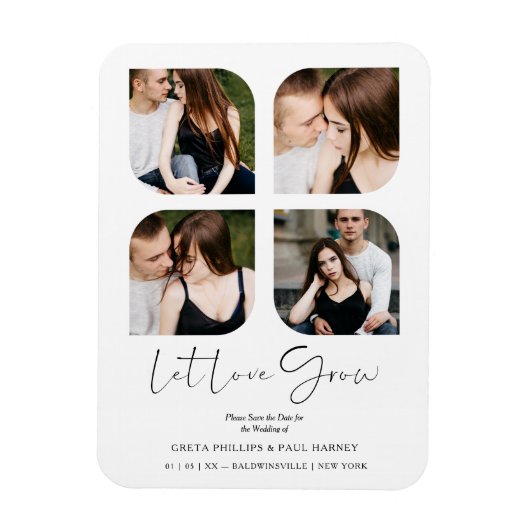 ブラックシモダンッククローバーコラージュ4枚結婚の写真 マグネット (縦)