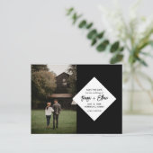 ブラックシモダンック日付写真コラージュを保存 ポストカード (スタンド正面)