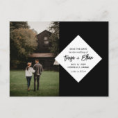 ブラックシモダンック日付写真コラージュを保存 ポストカード (正面)